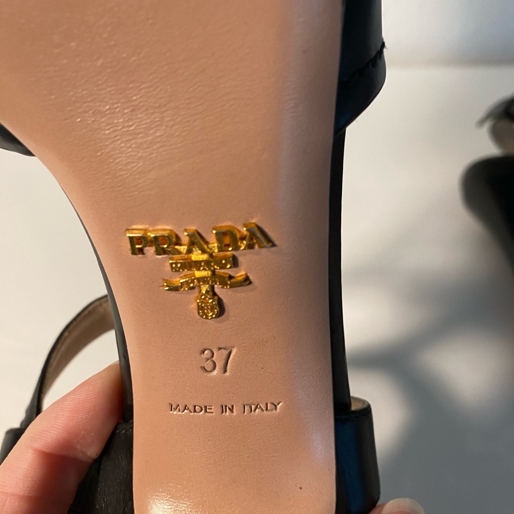 PRADA Platform Size 37/ 7 in Black Lather - Picture 4 of 6